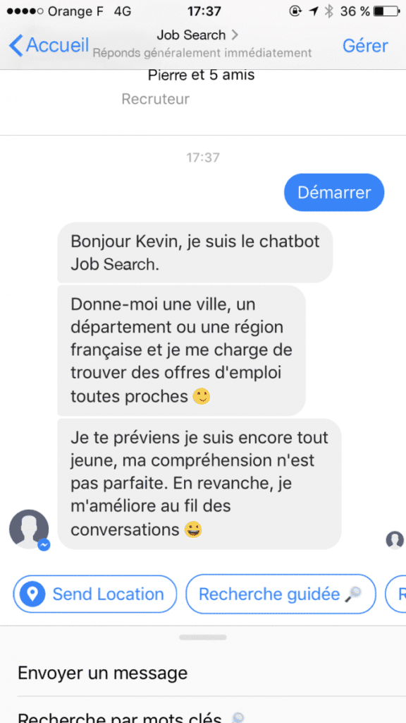 Le chatbot de Job Search