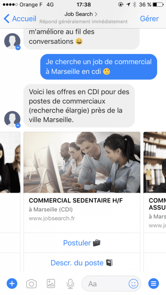 Le chatbot de Job Search