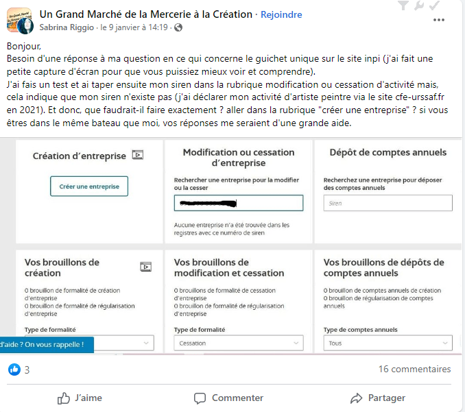 aller dans la rubrique "créer une entreprise" ?